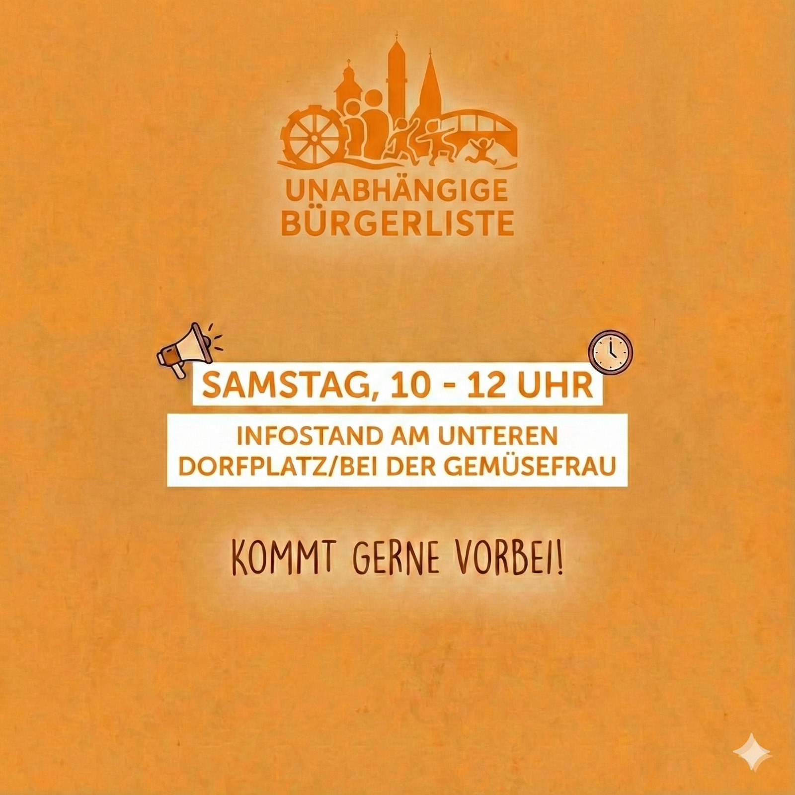 Infostand am unteren Dorfplatz